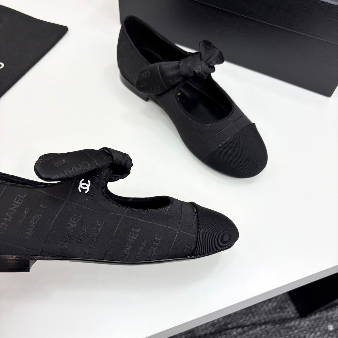 CC BALLET FLATS 25S IN BLACK FABRIC WITH BOW - 35