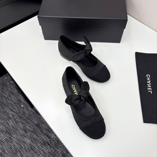 CC BALLET FLATS 25S IN BLACK FABRIC WITH BOW - 35