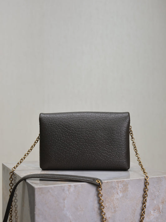 YSL 25S CALYPSO MINI 19 З ОВЕЧОЇ ШКІРИ КОЛЬОРУ "АНТРАЦИТ" ІЗ ЗОЛОТОЮ ФУРНІТУРОЮ