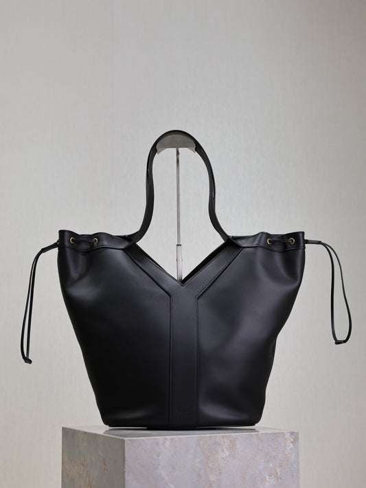 YSL 25S Y LARGE HOBO 50 IN BLACK CALFSKIN GOLD HARDWARE