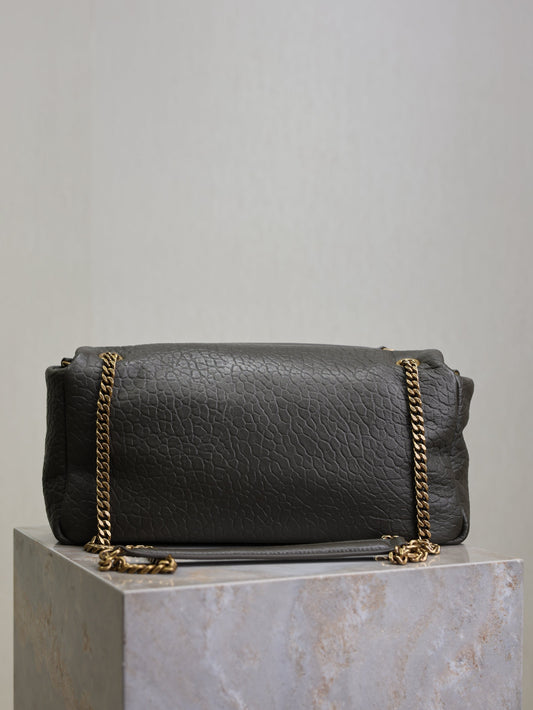 YSL 25S CALYPSO 30 З ТЕМНО-ОЛИВКОВОЇ ЗЕРНИСТОЇ ТЕЛЯЧОЇ ШКІРИ З ФУРНІТУРОЮ ЗІ ЗОЛОТА