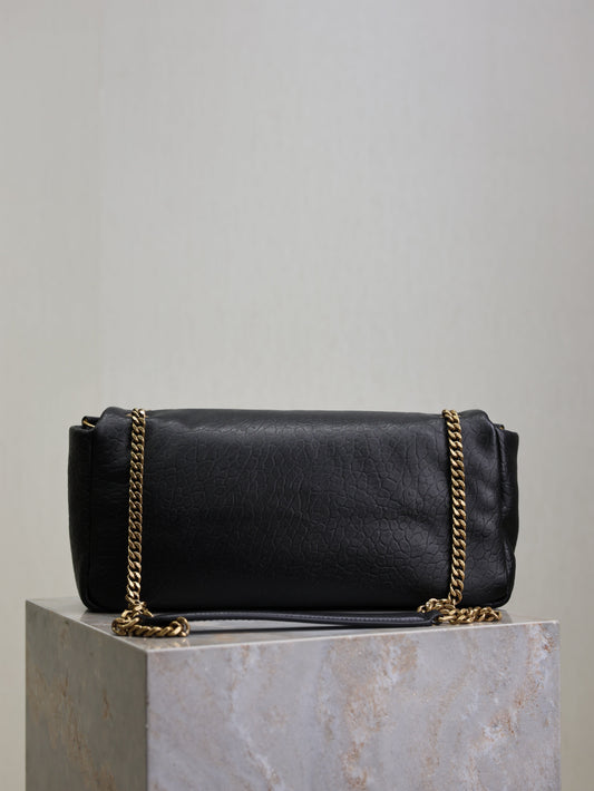 YSL 25S CALYPSO 30 З ЧОРНОЇ ЗЕРНИСТОЇ ТЕЛЯЧОЇ ШКІРИ З ЗОЛОТОЮ ФУРНІТУРОЮ