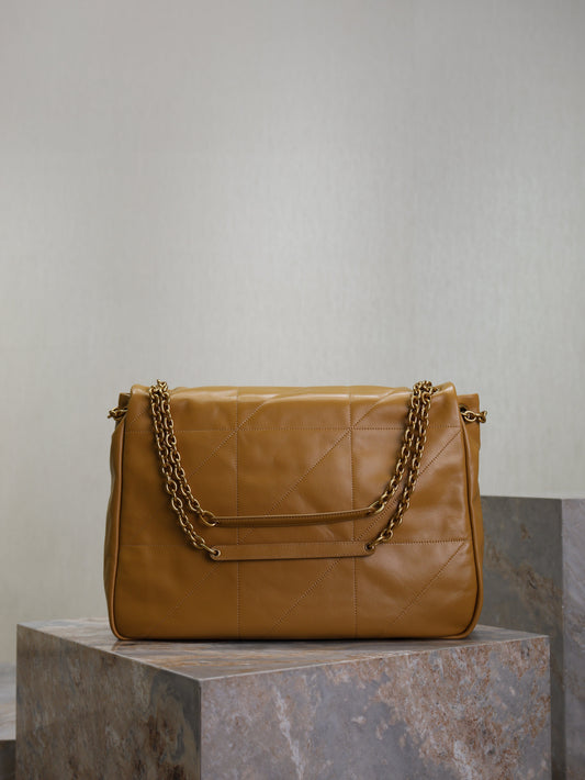 YSL 25S LARGE JAMIE 43 IN DARK GOLDENROD LAMBSKIN GOLD HARDWARE