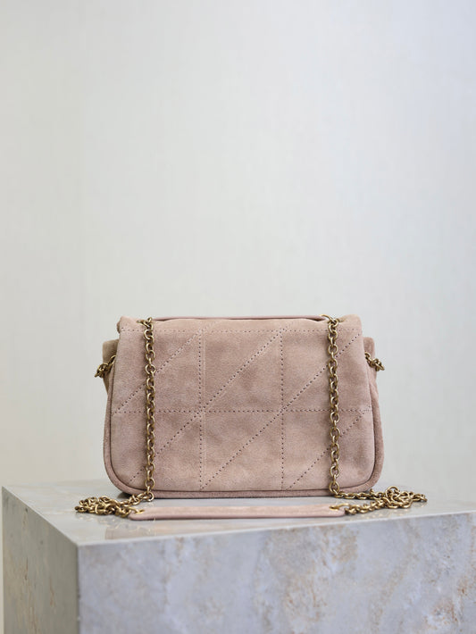 YSL 25S JAMIE 4.3 MINI 20 IN DUSTY ROSE BEIGE SUEDE GOLD HARDWARE