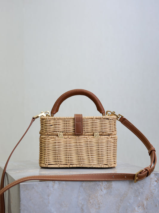 YSL 25S GABY MINI BAG 18 З ЛОЗИ ТА КОРИЧНЕВОЇ ТЕЛЯЧОЇ ШКІРИ З ФУРНІТУРОЮ ЗІ ЗОЛОТА