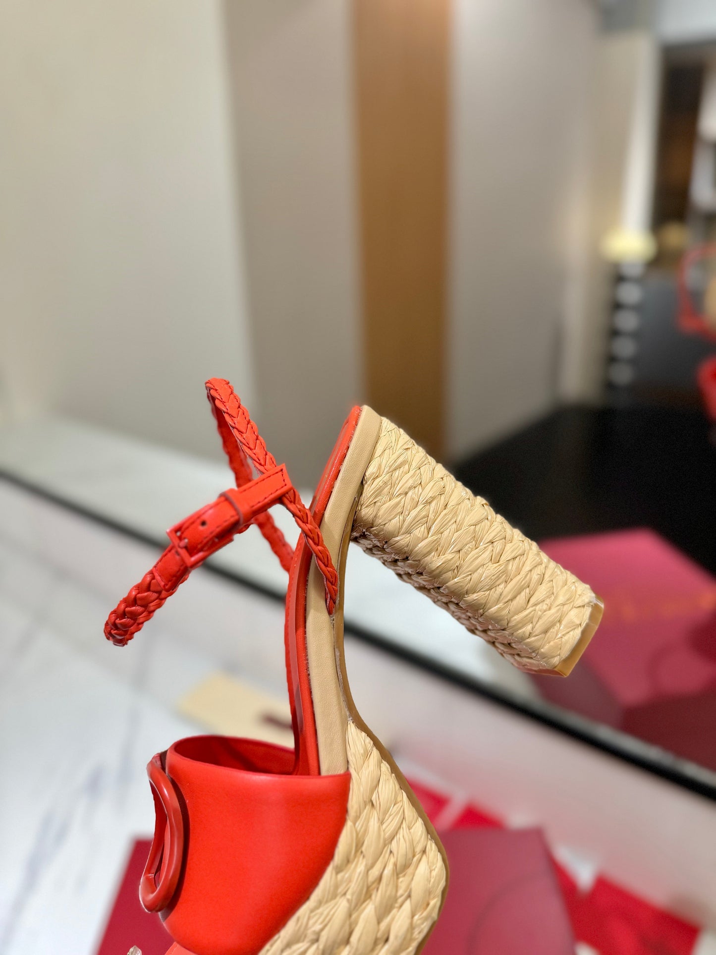 VLTN ESPADRILLE WEDGE SANDALS 25S 115 MM IN ORANGE LAMBSKIN - 35