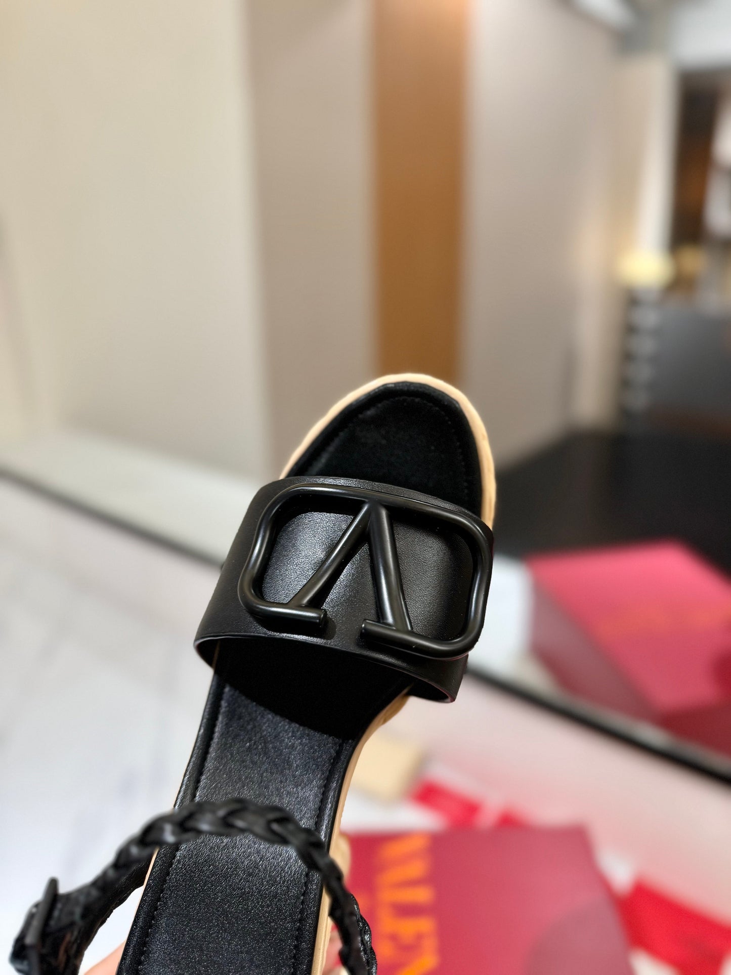 VLTN ESPADRILLE WEDGE SANDALS 25S 115 MM IN BLACK LAMBSKIN - 35