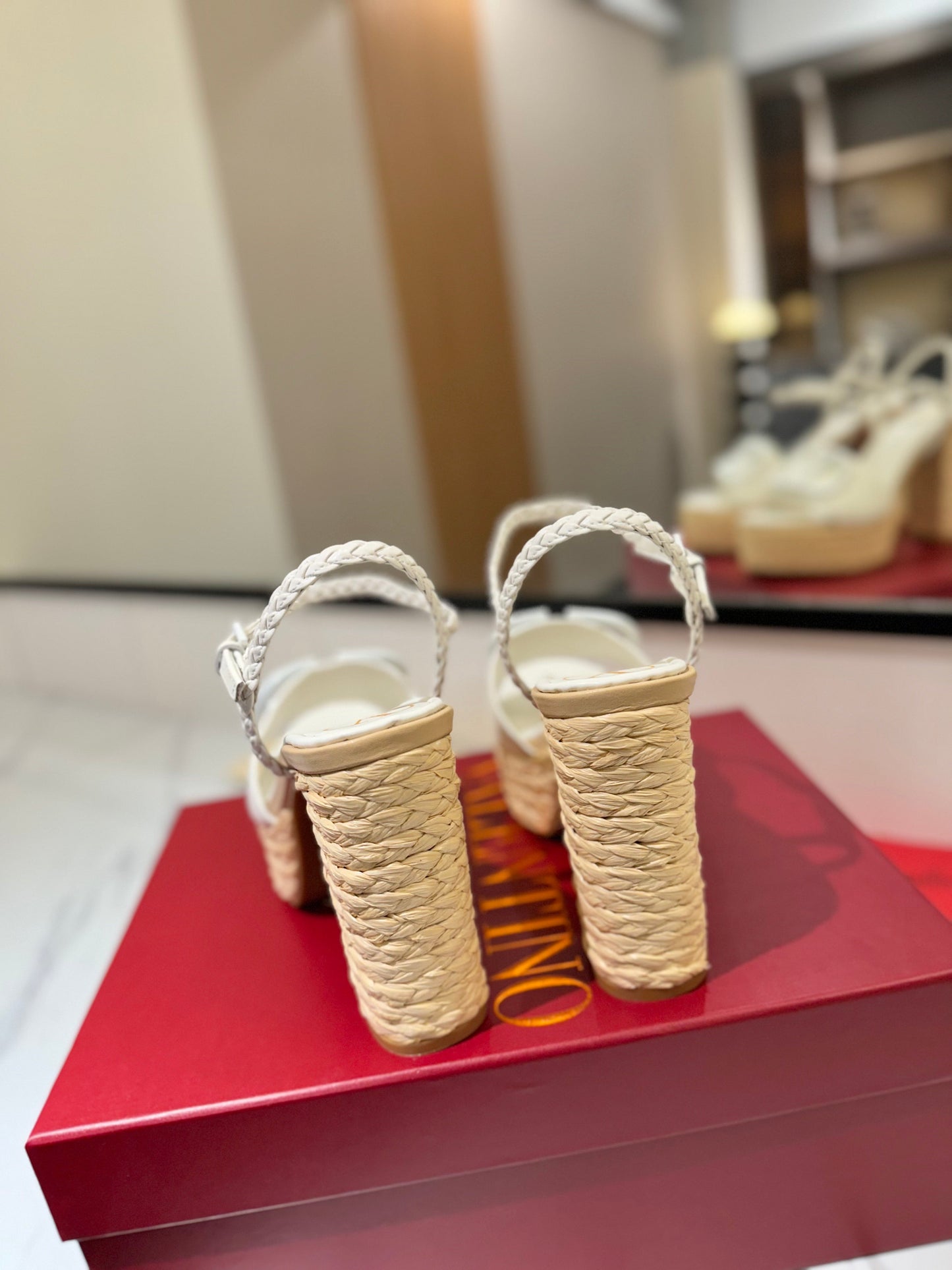 VLTN ESPADRILLE WEDGE SANDALS 25S 115 MM IN WHITE LAMBSKIN - 35