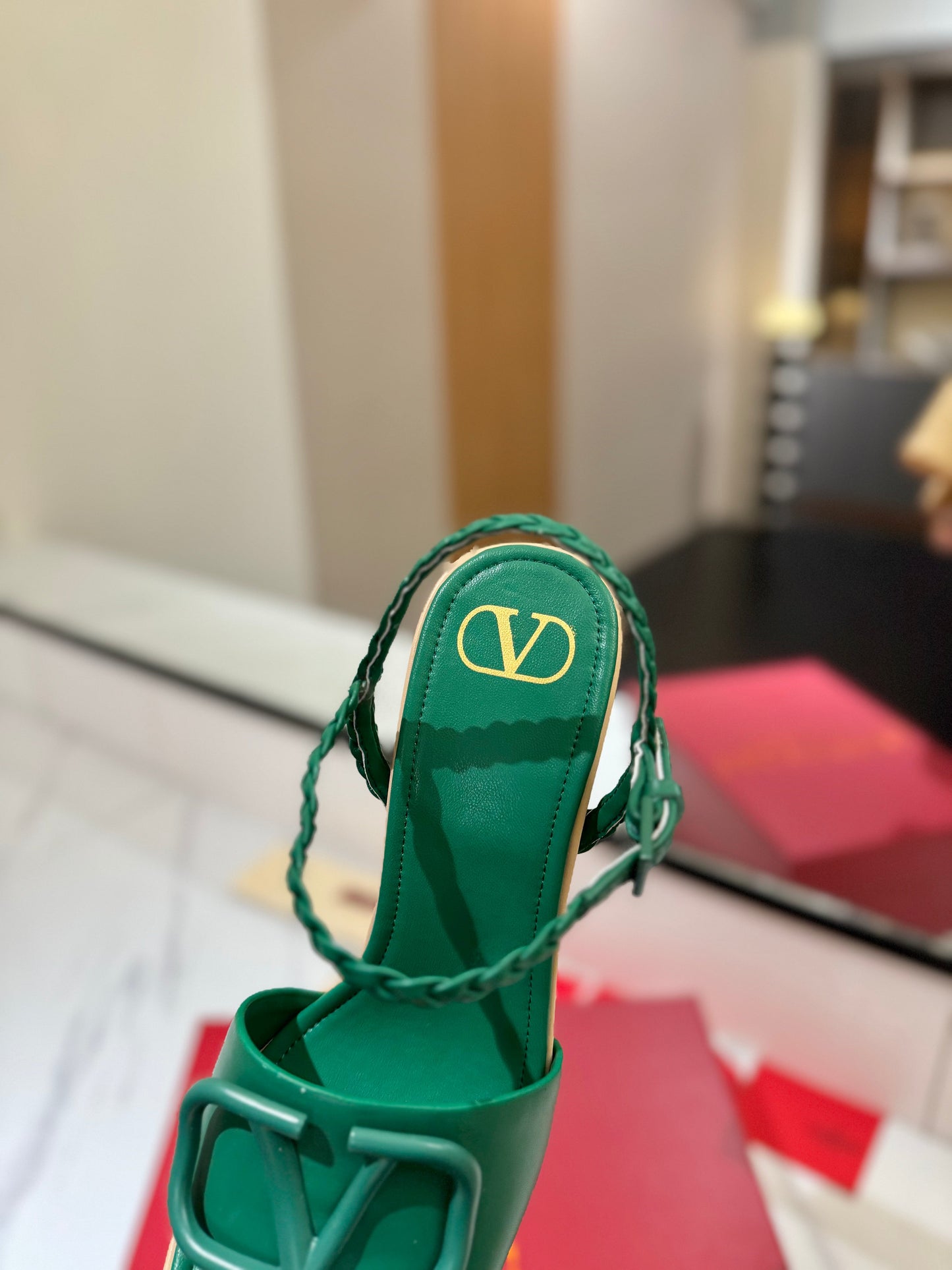 VLTN ESPADRILLE WEDGE SANDALS 25S 115 MM IN DARK GREEN LAMBSKIN - 35