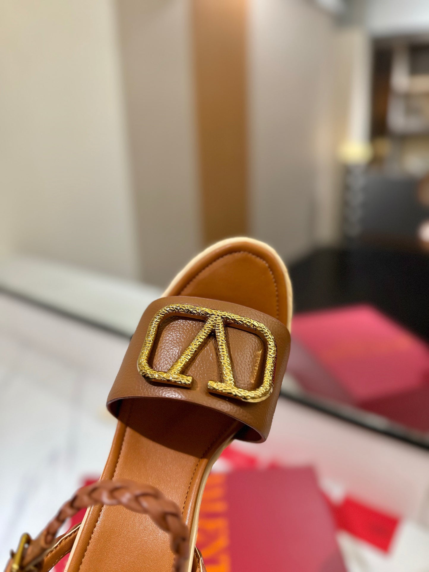 VLTN ESPADRILLE WEDGE SANDALS 25S 115 MM IN BROWN LAMBSKIN WITH GOLD HARDWARE - 35