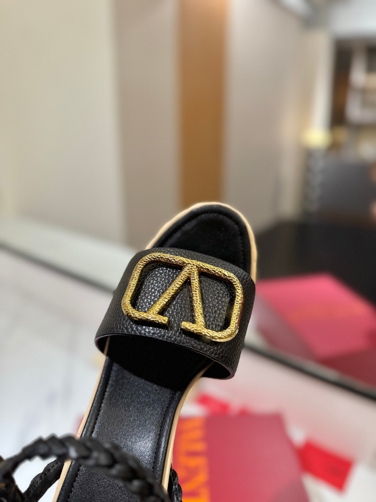 VLTN ESPADRILLE WEDGE SANDALS 25S 115 MM IN BLACK LAMBSKIN WITH GOLD HARDWARE - 35