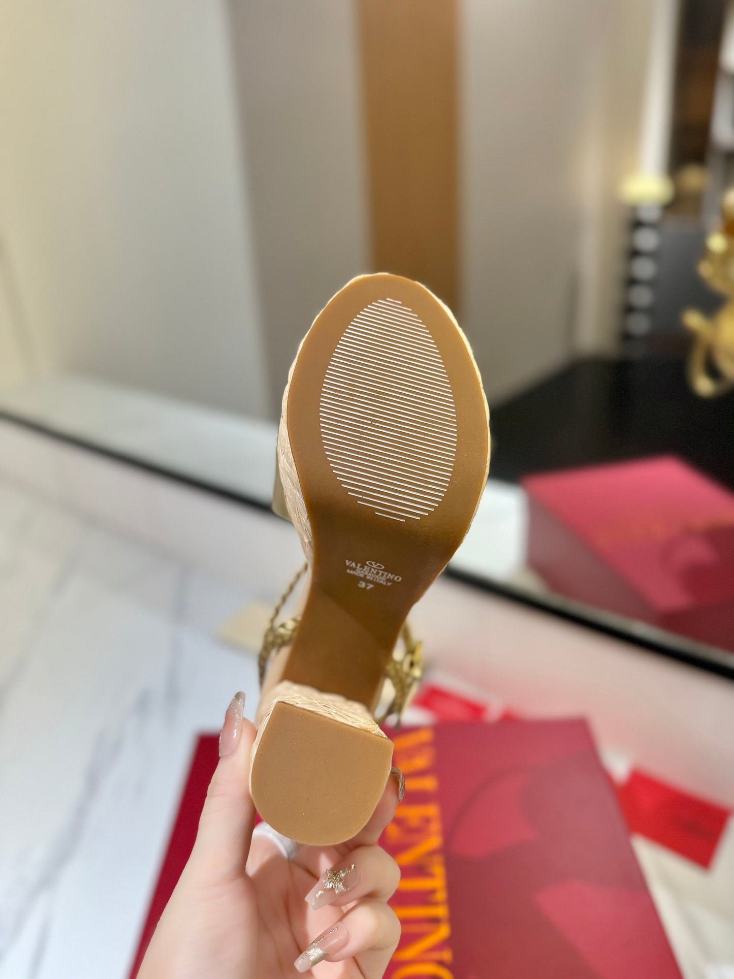 VLTN ESPADRILLE WEDGE SANDALS 25S 115 MM IN GOLD LAMBSKIN WITH GOLD HARDWARE - 35