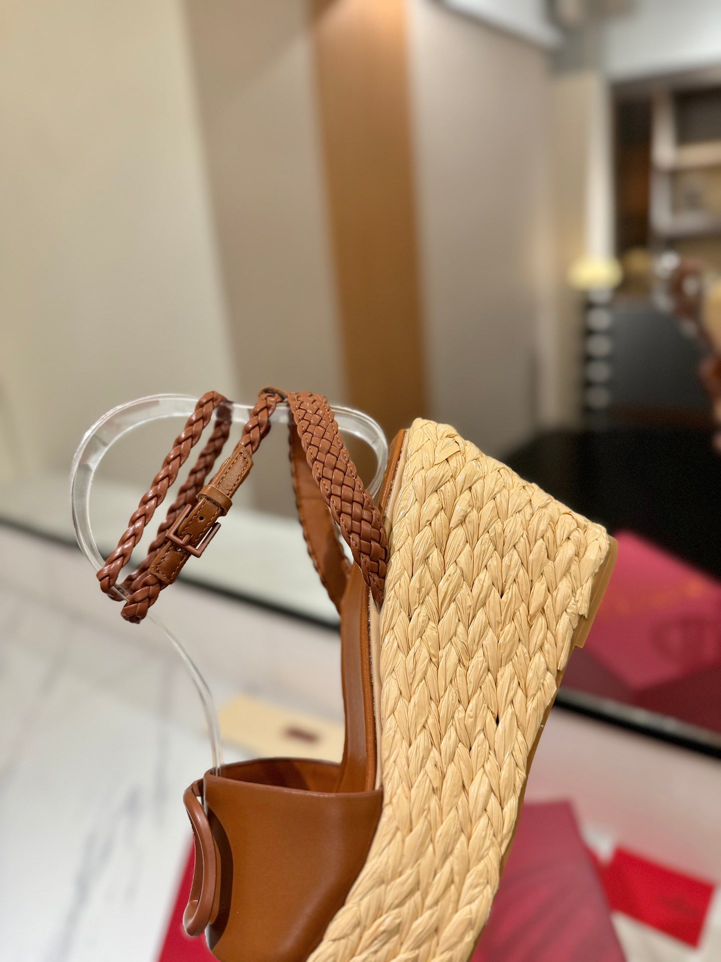 VLTN ESPADRILLE WEDGE SANDALS 25S 90 MM IN BROWN LAMBSKIN STYLE 11 - 35