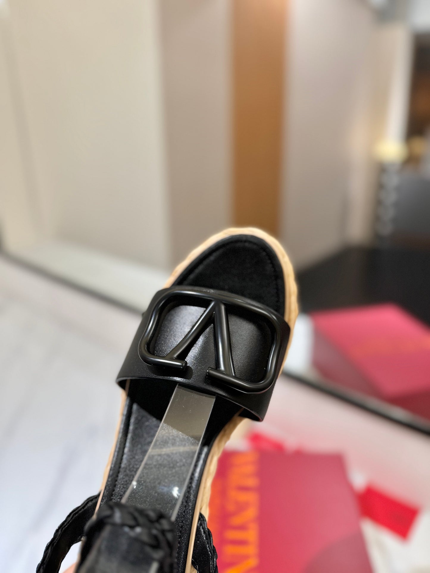 VLTN ESPADRILLE WEDGE SANDALS 25S 90 MM IN BLACK LAMBSKIN STYLE 10 - 35