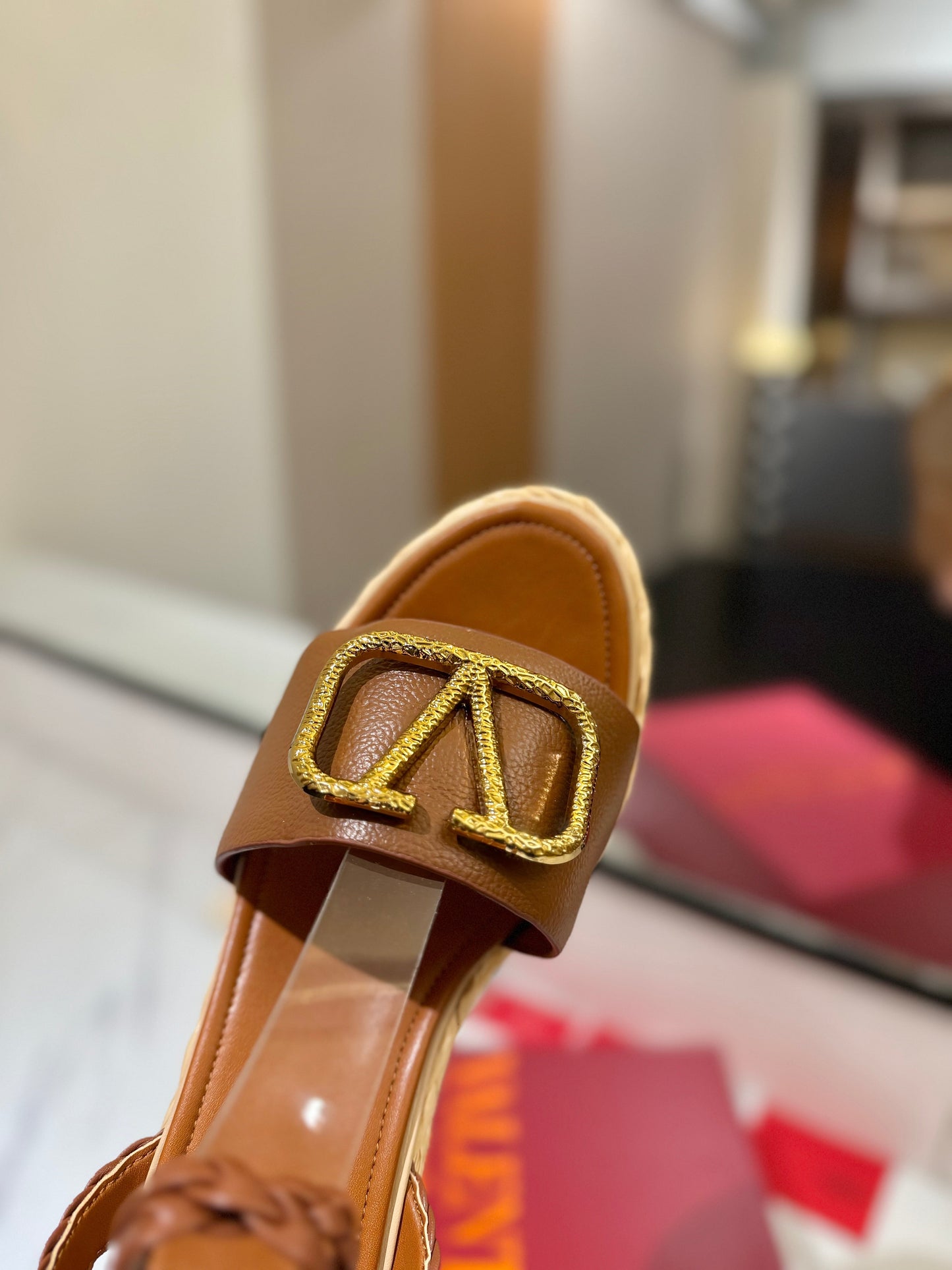 VLTN ESPADRILLE WEDGE SANDALS 25S 90 MM IN BROWN LAMBSKIN STYLE 4 - 35