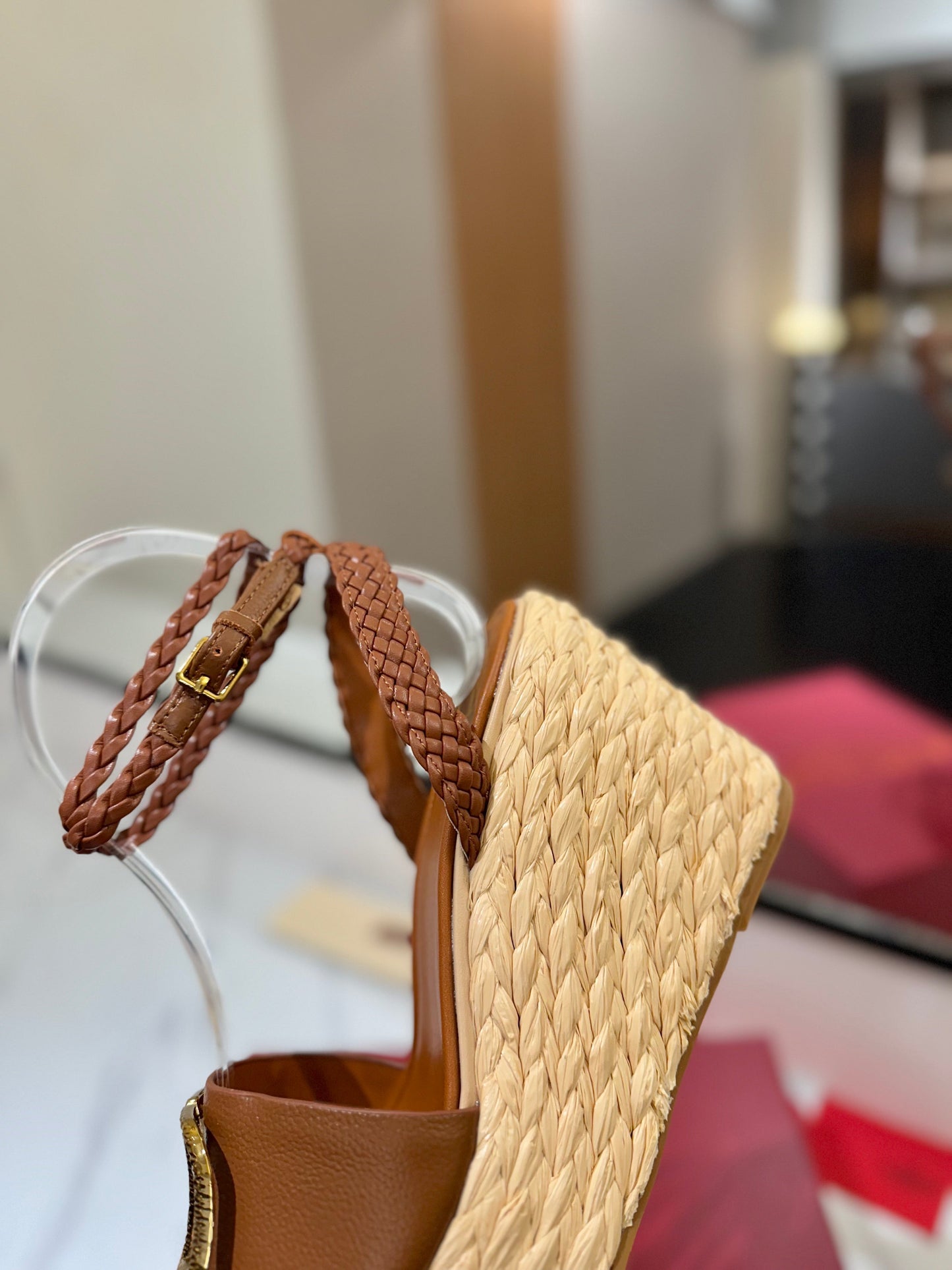 VLTN ESPADRILLE WEDGE SANDALS 25S 90 MM IN BROWN LAMBSKIN STYLE 4 - 35