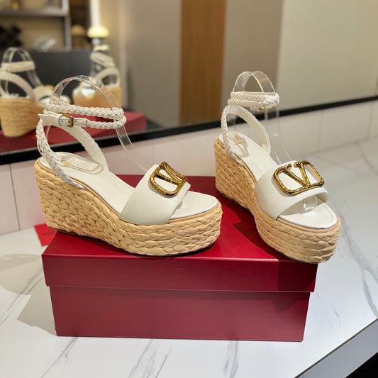 VLTN ESPADRILLE WEDGE SANDALS 25S 90 MM IN WHITE LAMBSKIN STYLE 3 - 35