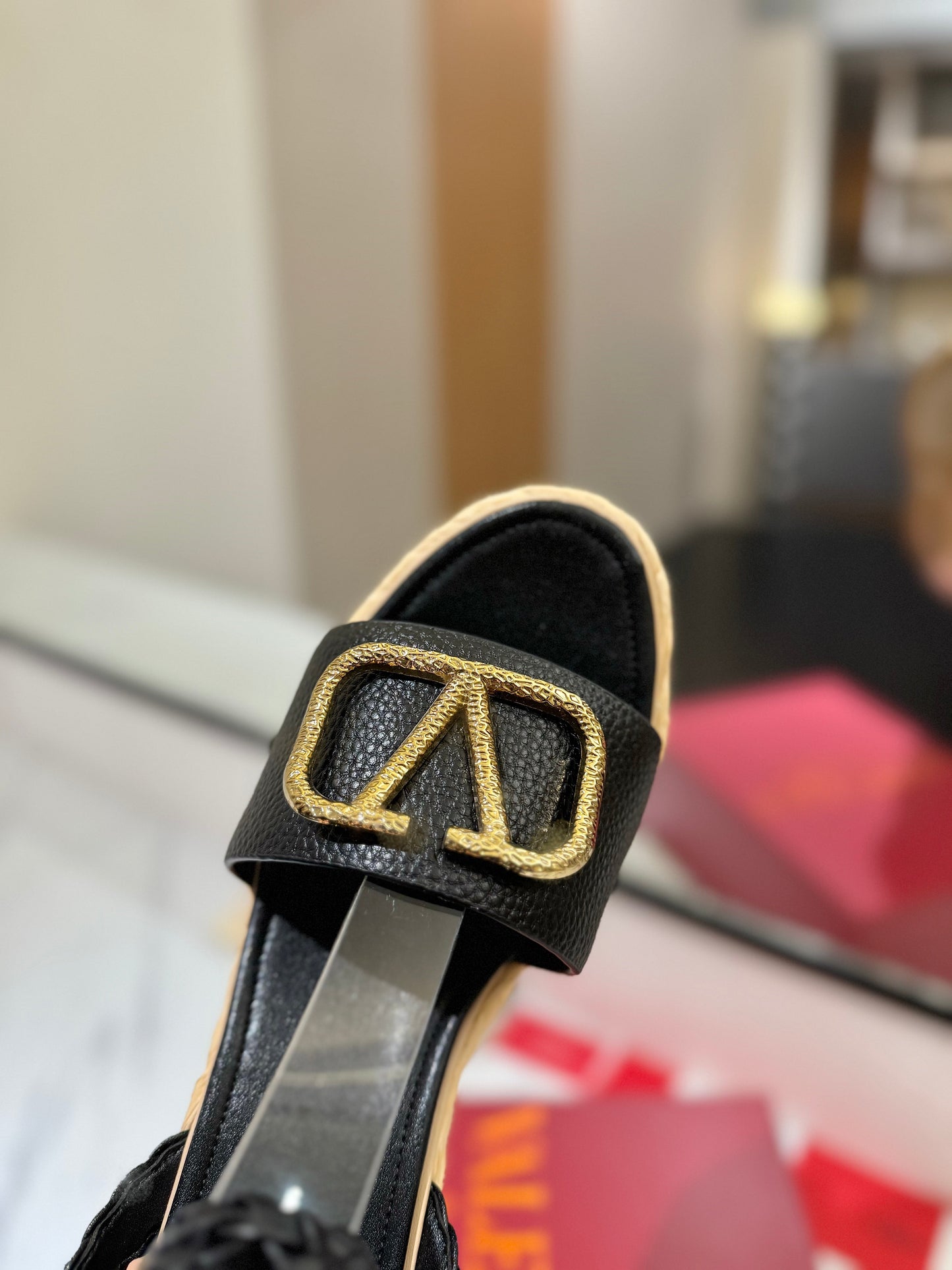 VLTN ESPADRILLE WEDGE SANDALS 25S 90 MM IN BLACK LAMBSKIN STYLE 2 - 35
