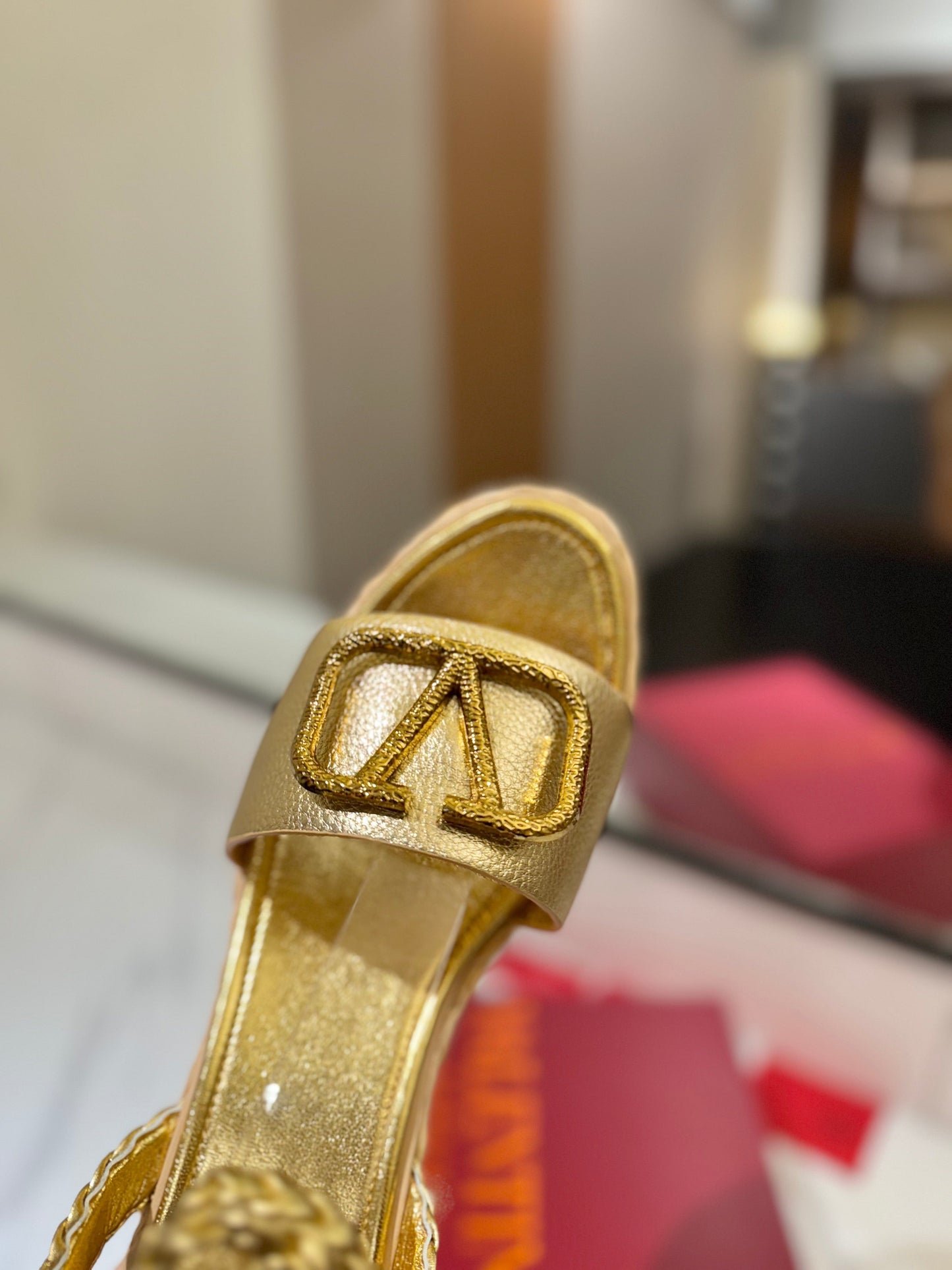 VLTN ESPADRILLE WEDGE SANDALS 25S 90 MM IN GOLD LAMBSKIN STYLE 1 - 35