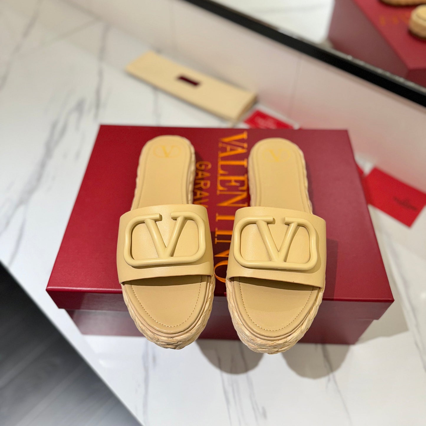 VLTN ESPADRILLE SLIDES 25S IN GOLDEN BEIGE LAMBSKIN STYLE 12 - 35