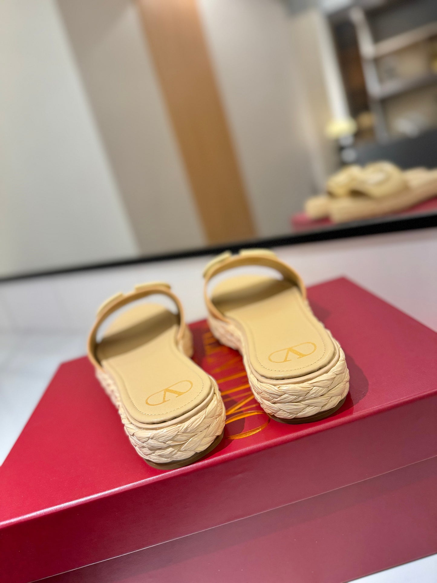 VLTN ESPADRILLE SLIDES 25S IN GOLDEN BEIGE LAMBSKIN STYLE 12 - 35