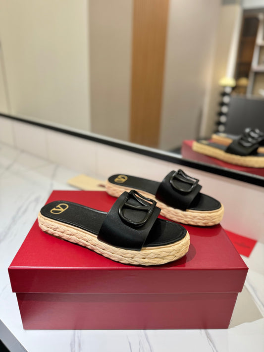 VLTN ESPADRILLE SLIDES 25S IN BLACK LAMBSKIN STYLE 11 - 35