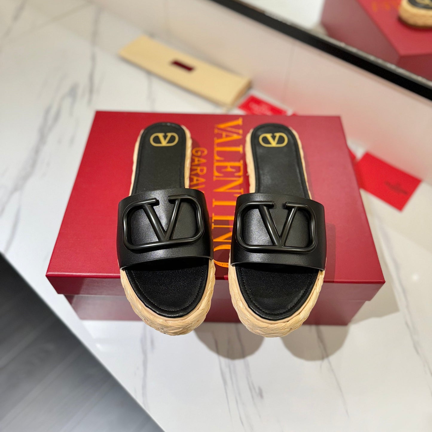 VLTN ESPADRILLE SLIDES 25S IN BLACK LAMBSKIN STYLE 11 - 35