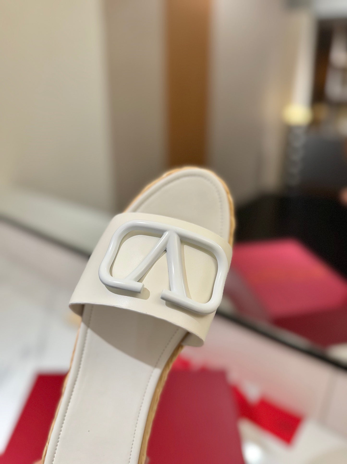 VLTN ESPADRILLE SLIDES 25S IN WHITE LAMBSKIN STYLE 8 - 35