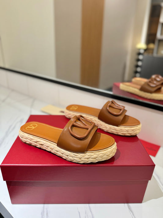 VLTN ESPADRILLE SLIDES 25S IN LIGHT BROWN LAMBSKIN STYLE 7 - 35