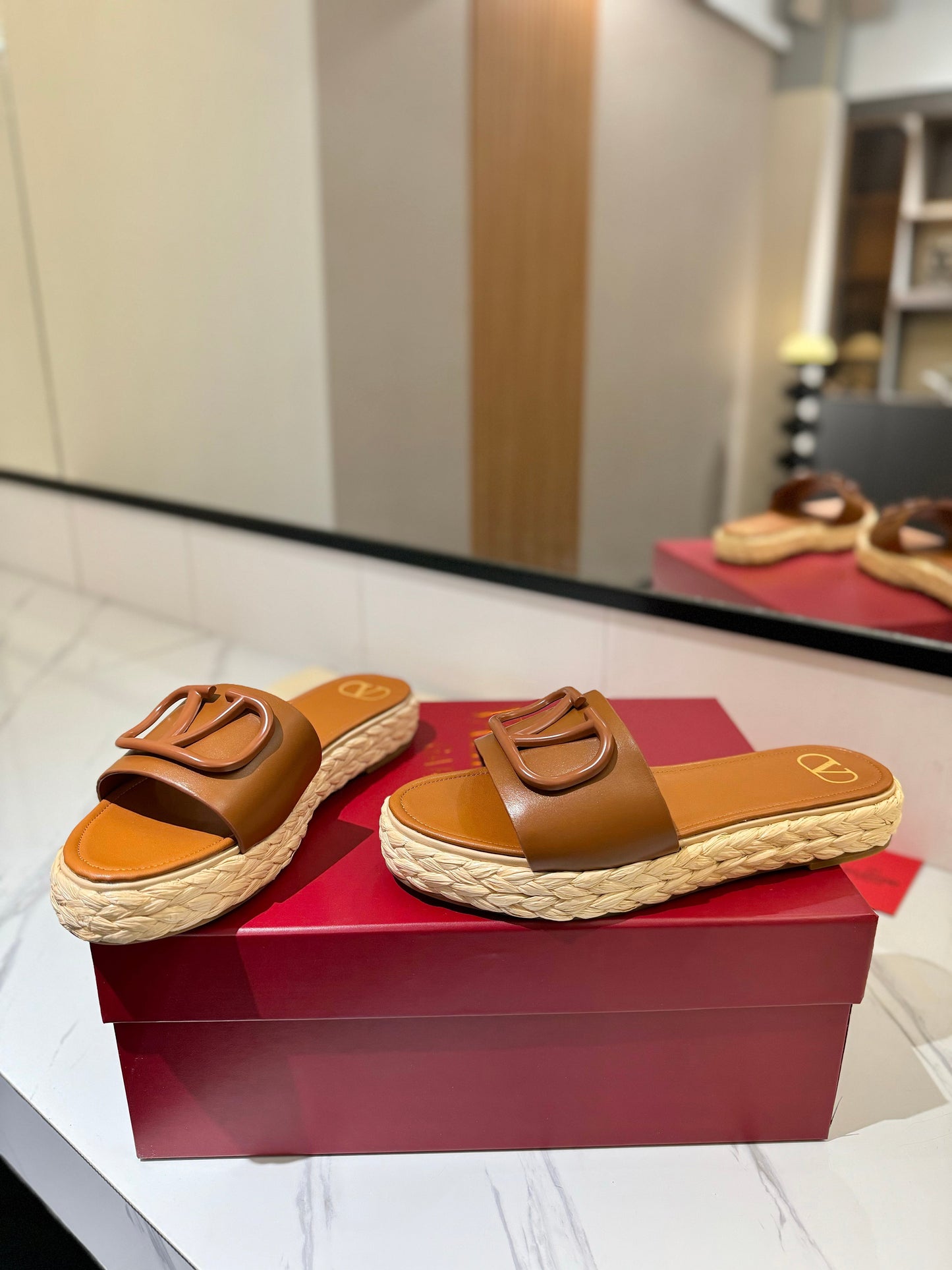 VLTN ESPADRILLE SLIDES 25S IN LIGHT BROWN LAMBSKIN STYLE 7 - 35
