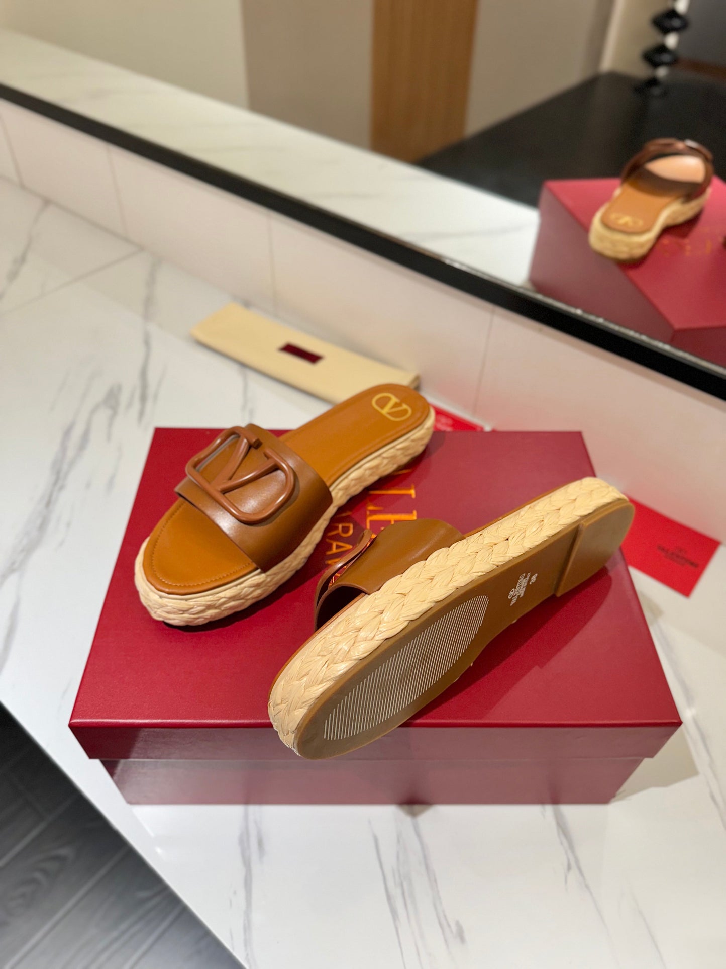 VLTN ESPADRILLE SLIDES 25S IN LIGHT BROWN LAMBSKIN STYLE 7 - 35