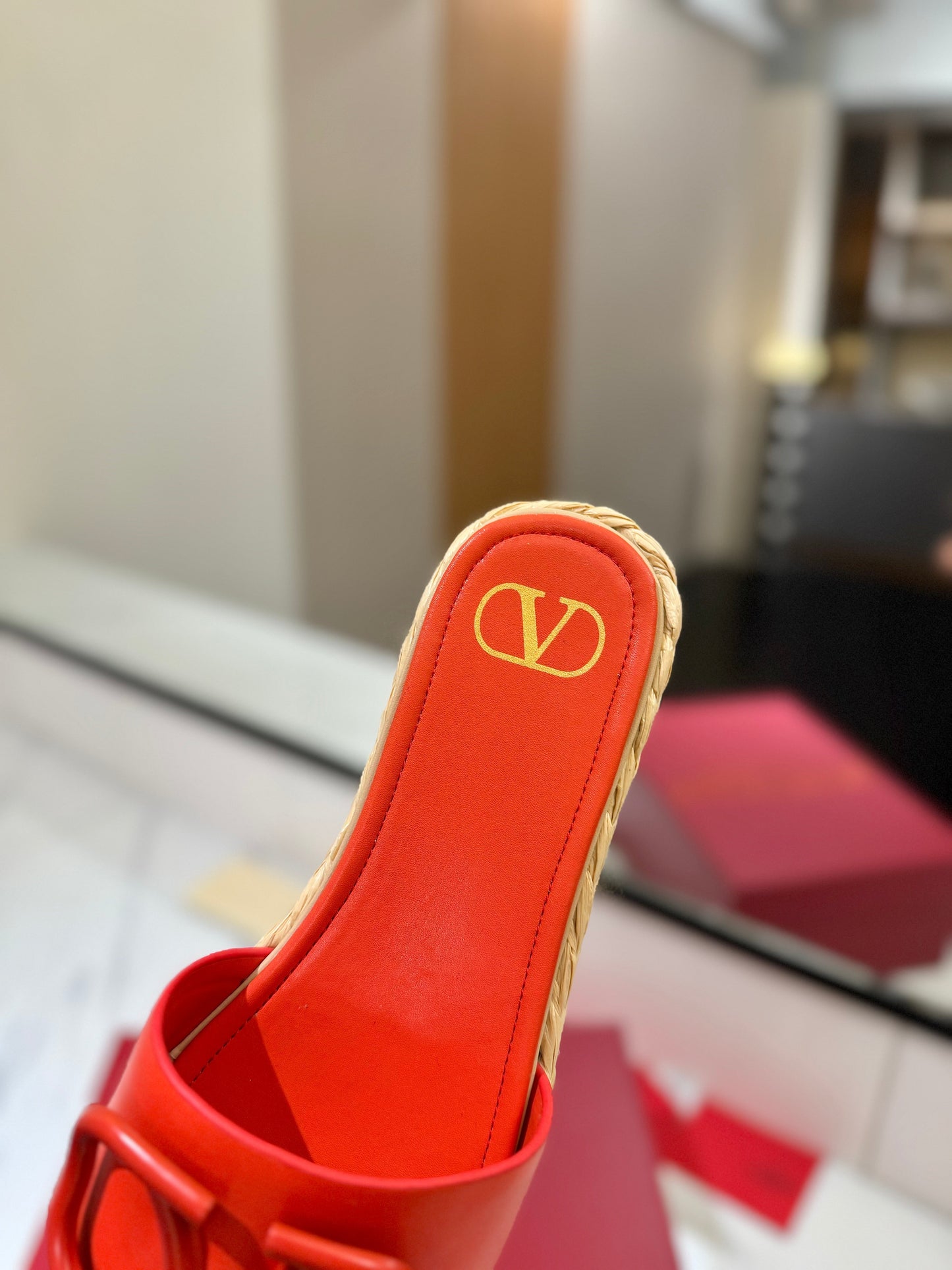 VLTN ESPADRILLE SLIDES 25S IN ORANGE LAMBSKIN STYLE 6 - 35