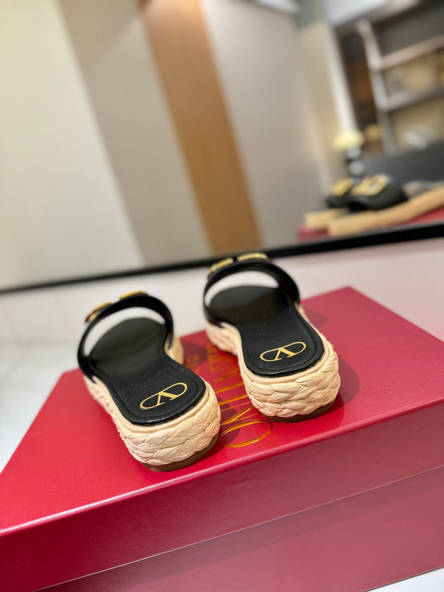 VLTN ESPADRILLE SLIDES 25S IN BLACK LAMBSKIN STYLE 5 - 35