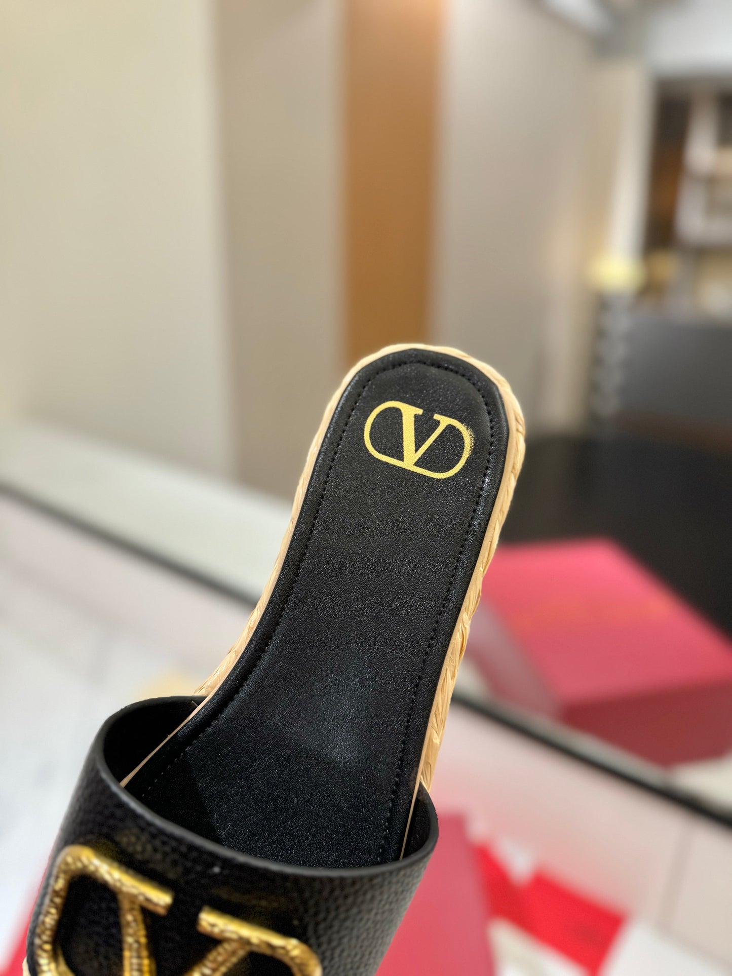 VLTN ESPADRILLE SLIDES 25S IN BLACK LAMBSKIN STYLE 5 - 35
