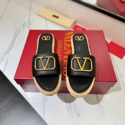 VLTN ESPADRILLE SLIDES 25S IN BLACK LAMBSKIN STYLE 5 - 35