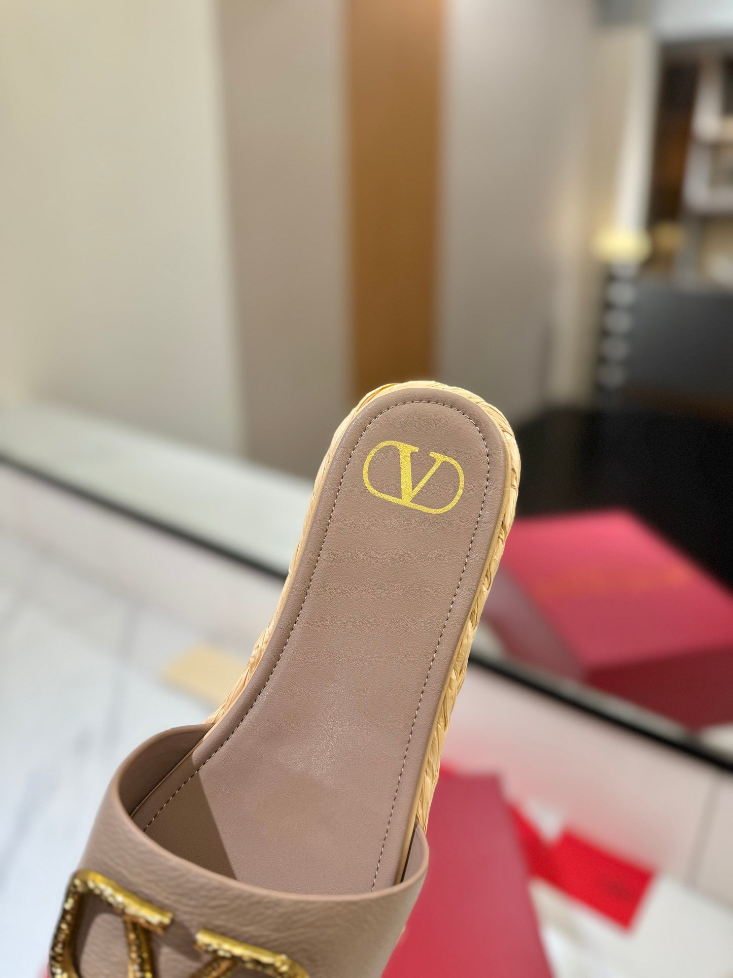 VLTN ESPADRILLE SLIDES 25S IN BEIGE BROWN LAMBSKIN STYLE 4 - 35