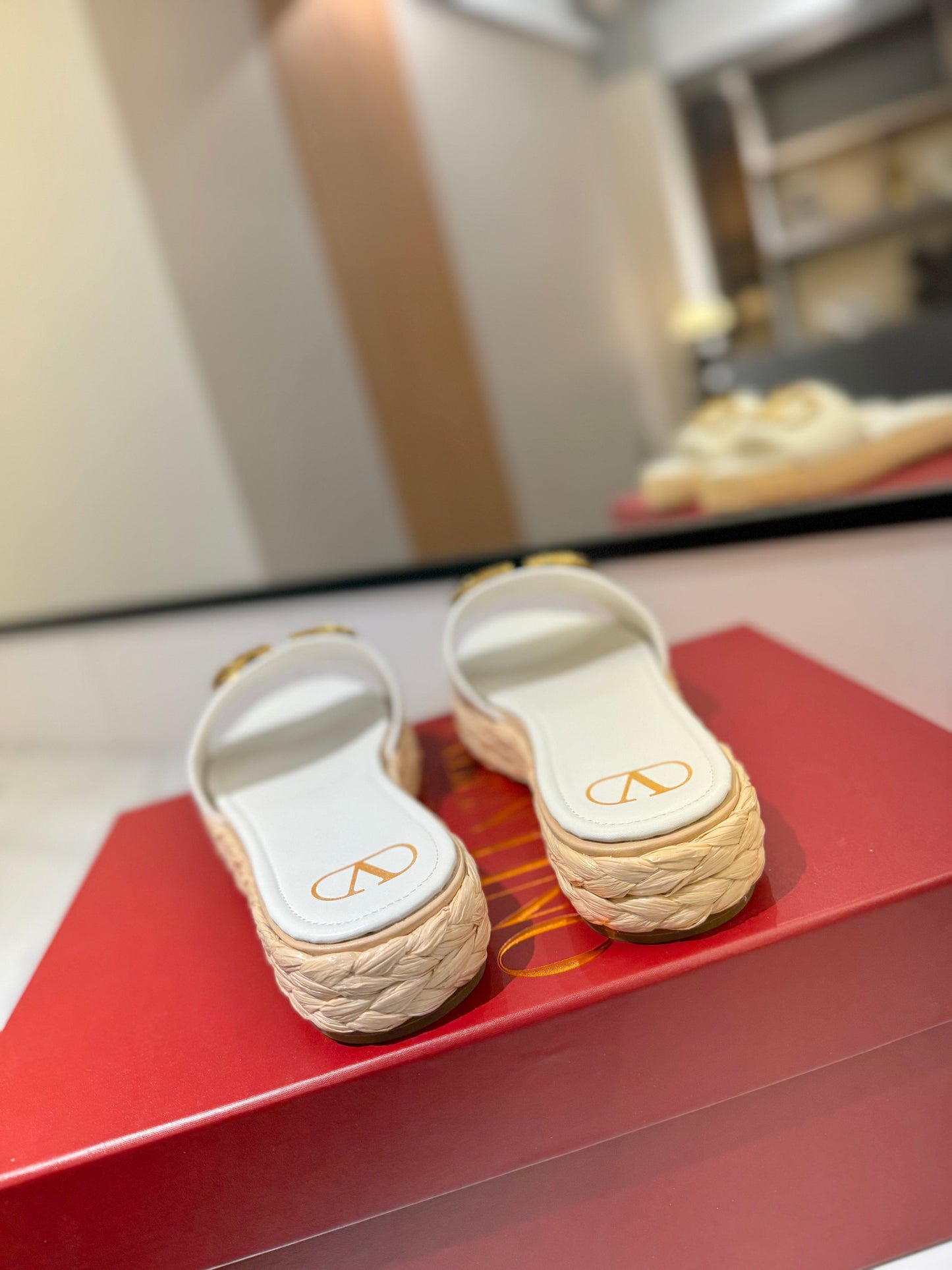 VLTN ESPADRILLE SLIDES 25S IN WHITE LAMBSKIN STYLE 3 - 35