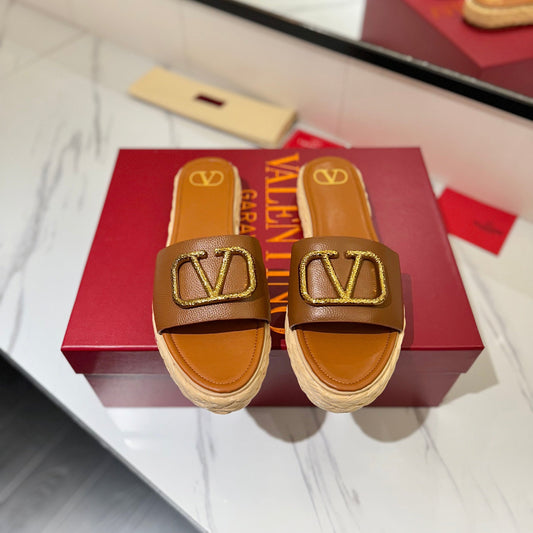VLTN ESPADRILLE SLIDES 25S IN BROWN LAMBSKIN STYLE 2 - 35