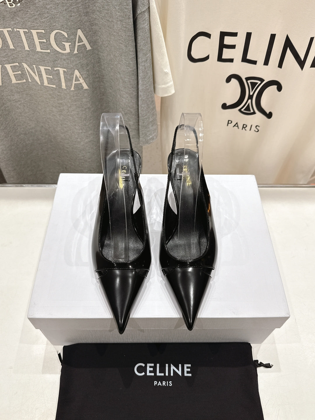 JUDY CAP TOE SLINGBACK 65MM IN BLACK SMOOTH AND SHINY CALFSKIN - 34