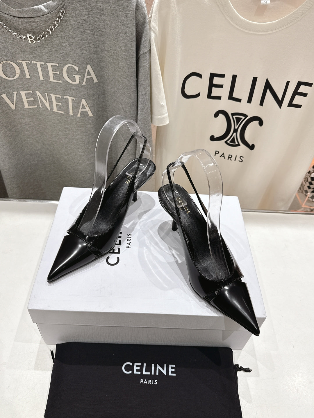JUDY CAP TOE SLINGBACK 65MM IN BLACK SMOOTH AND SHINY CALFSKIN - 34