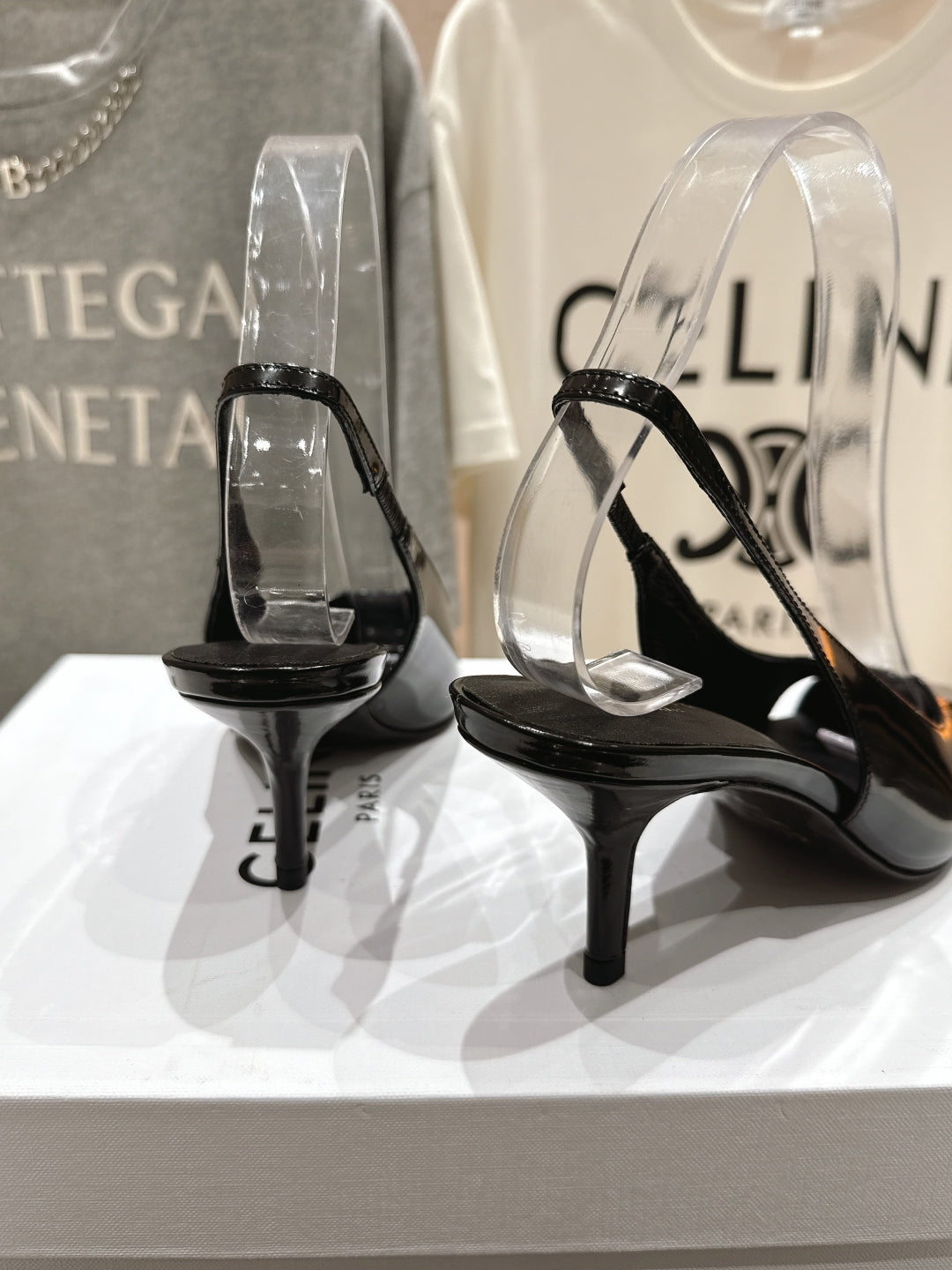 JUDY CAP TOE SLINGBACK 65MM IN BLACK SMOOTH AND SHINY CALFSKIN - 34