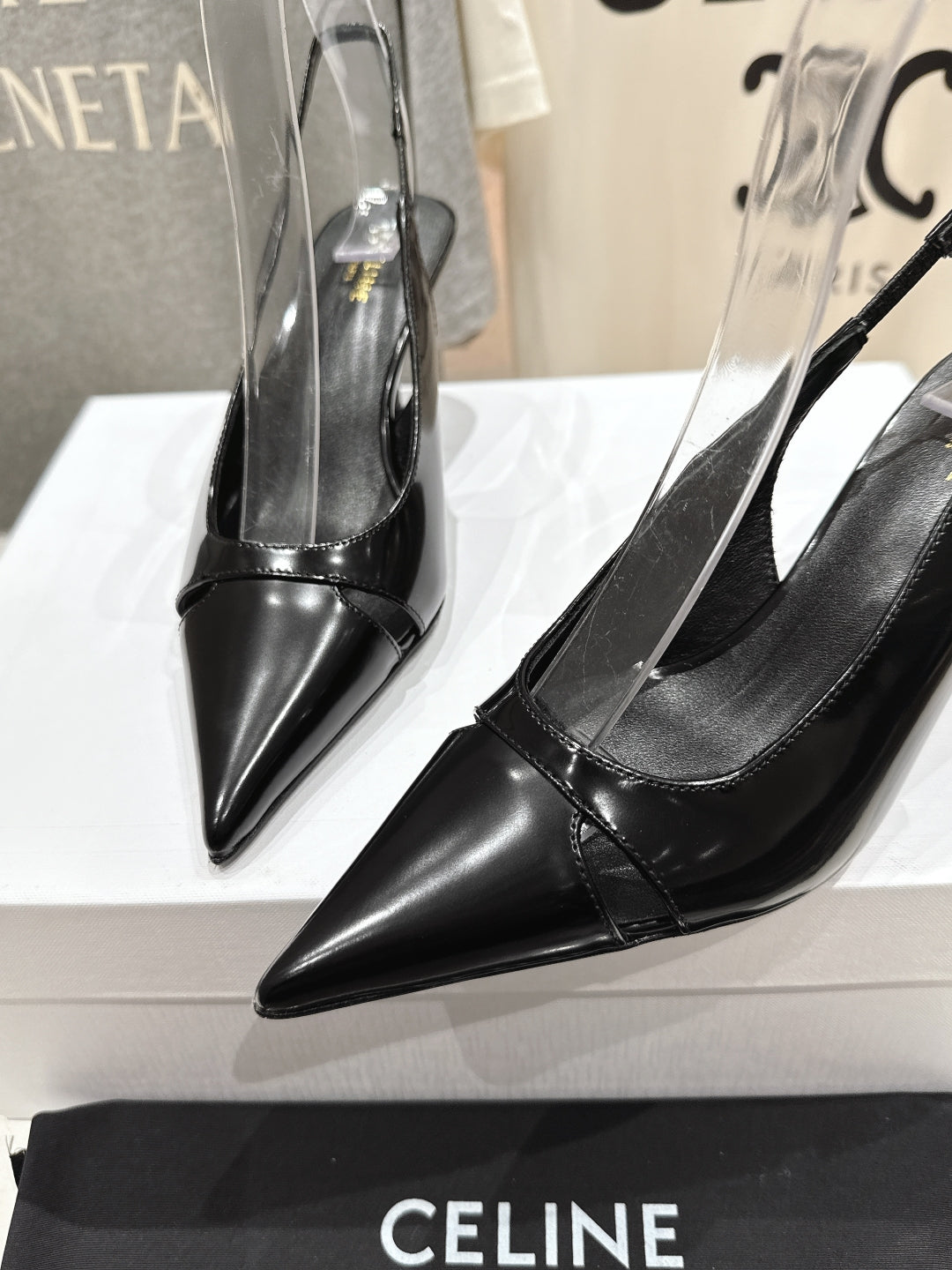 JUDY CAP TOE SLINGBACK 65MM IN BLACK SMOOTH AND SHINY CALFSKIN - 34