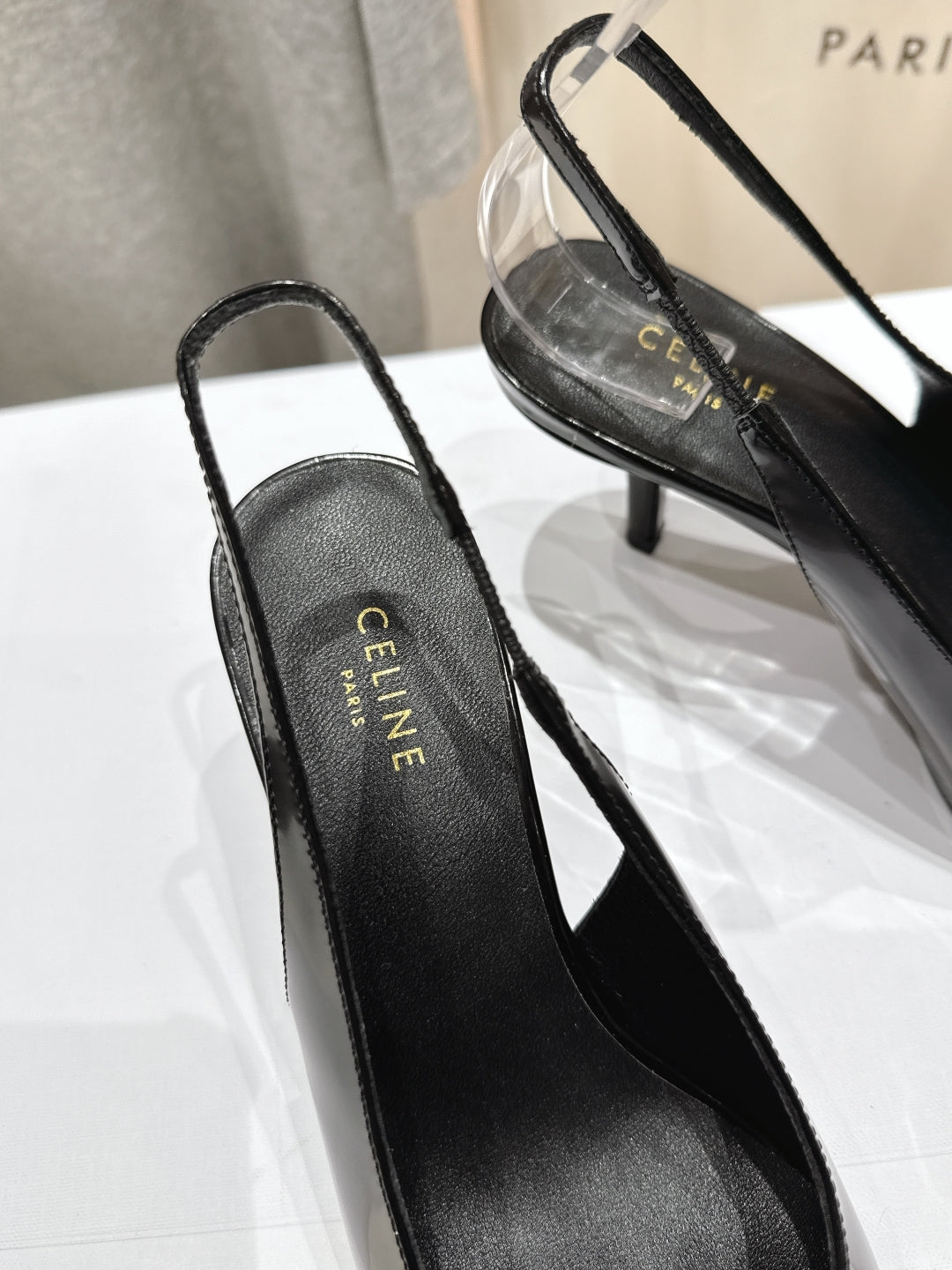 JUDY CAP TOE SLINGBACK 65MM IN BLACK SMOOTH AND SHINY CALFSKIN - 34