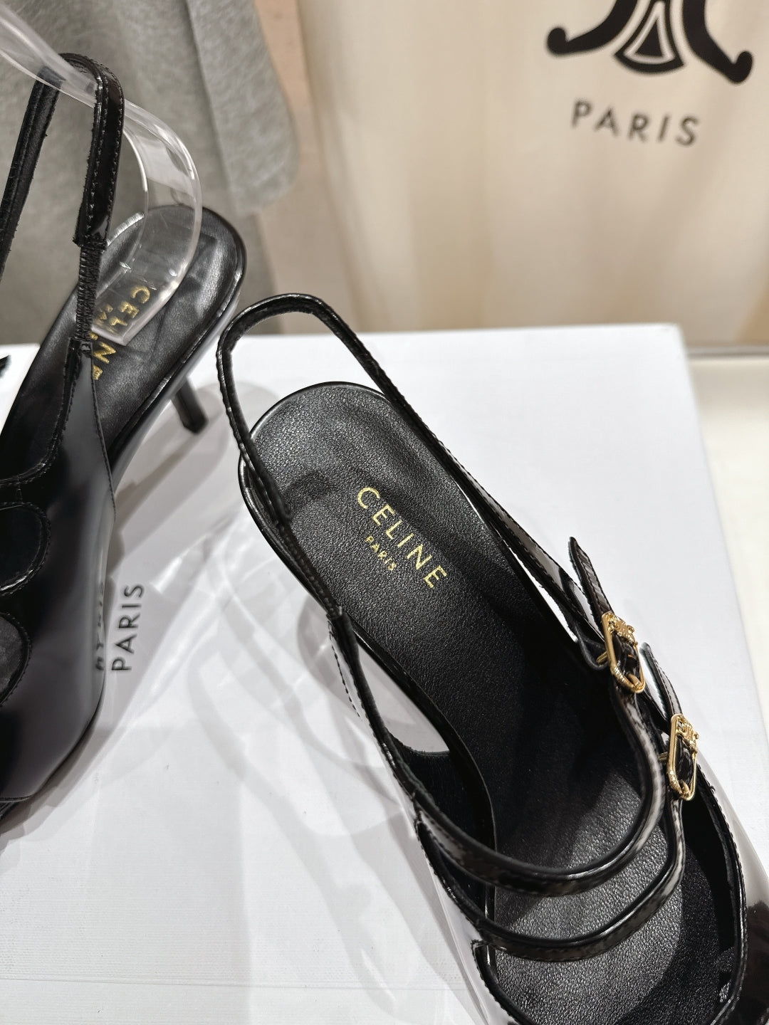 JUDY DOUBLE STRAP MARY JANE SLINGBACK 65MM IN BLACK SHINY CALFSKIN AND SILVER SNAKE EMBOSSED LEATHER - 34