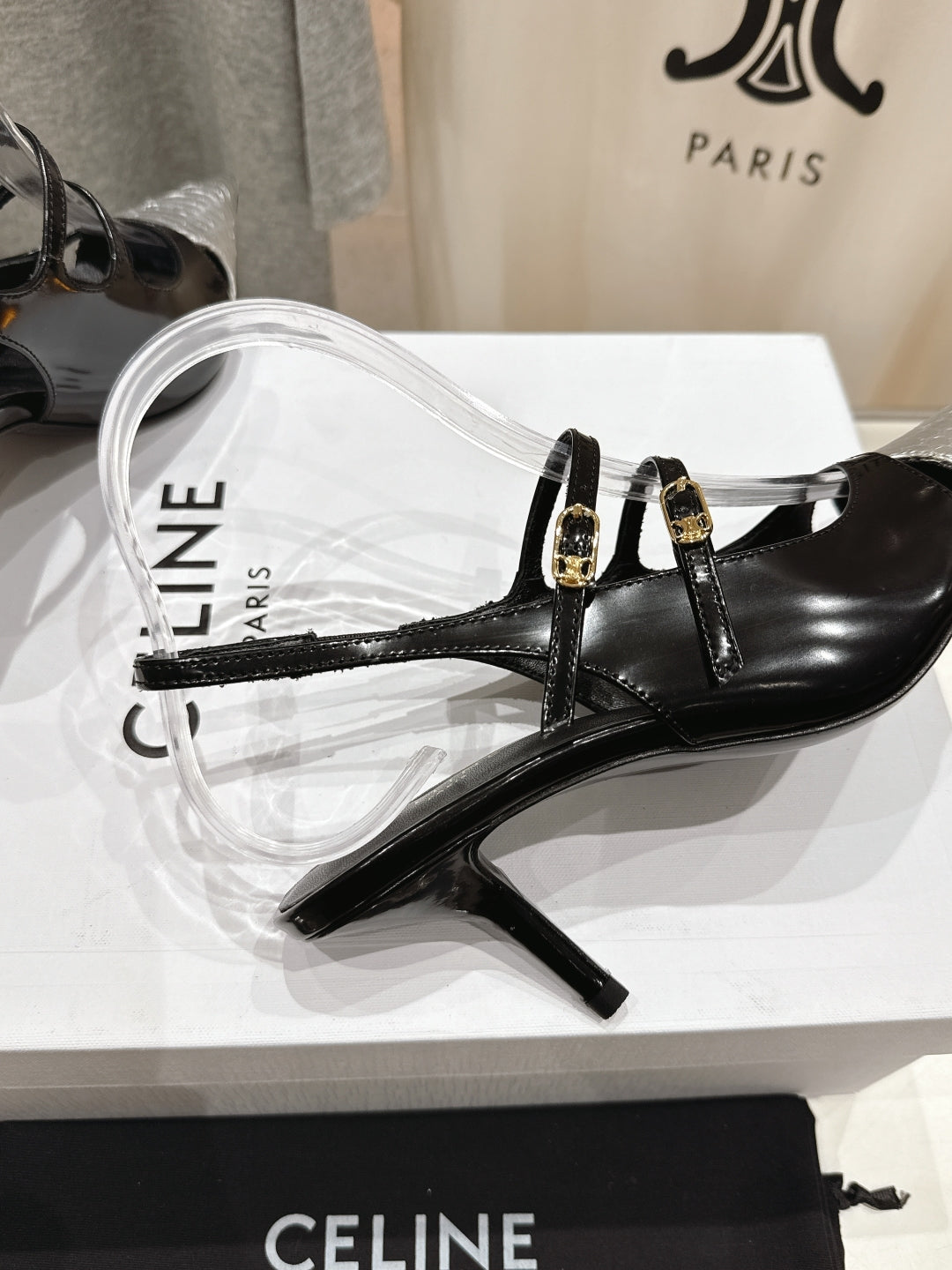 JUDY DOUBLE STRAP MARY JANE SLINGBACK 65MM IN BLACK SHINY CALFSKIN AND SILVER SNAKE EMBOSSED LEATHER - 34