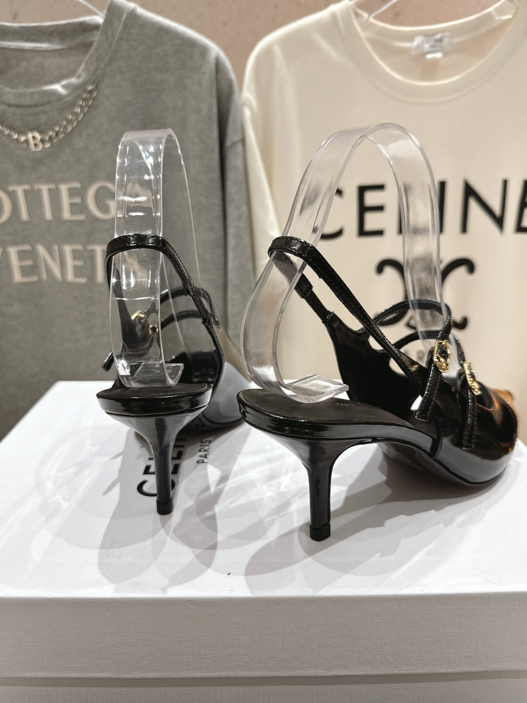 JUDY DOUBLE STRAP MARY JANE SLINGBACK 65MM IN BLACK PATENT CALFSKIN AND LEOPARD PRINTED HAIRY CALFSKIN - 34