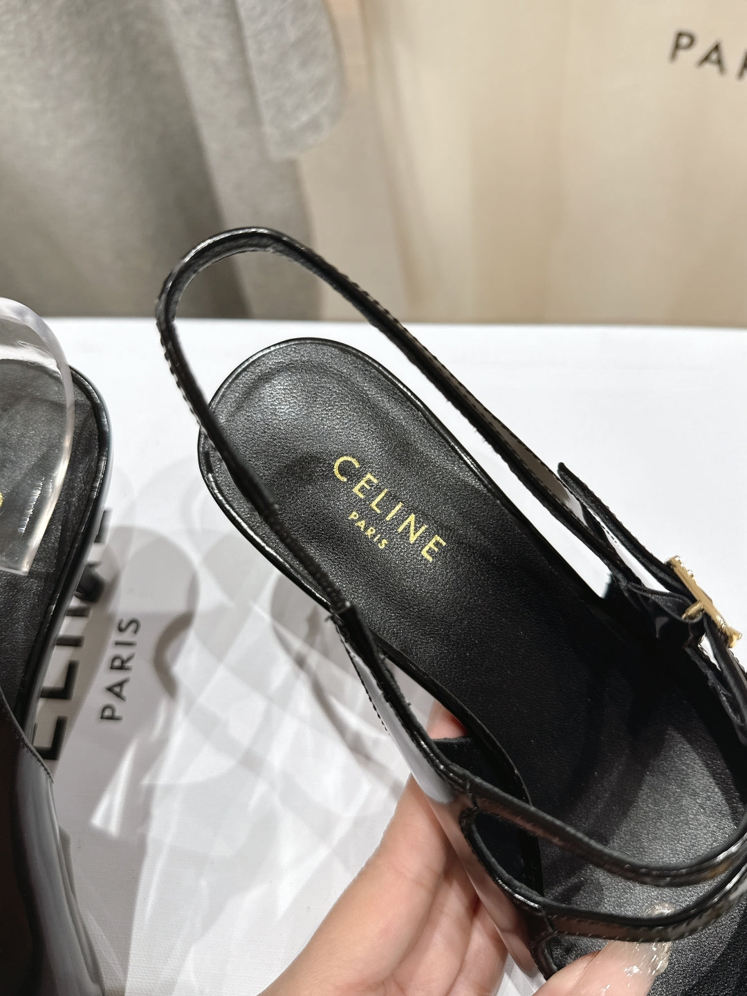 JUDY DOUBLE STRAP MARY JANE SLINGBACK 65MM IN BLACK PATENT CALFSKIN AND LEOPARD PRINTED HAIRY CALFSKIN - 34