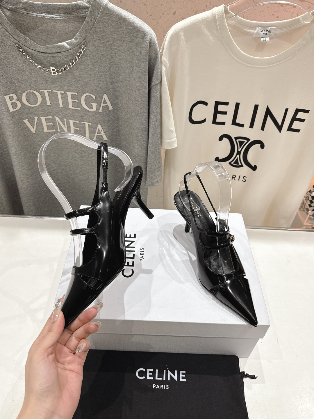 JUDY DOUBLE STRAP MARY JANE SLINGBACK 65MM IN BLACK SMOOTH AND PATENT CALFSKIN - 34