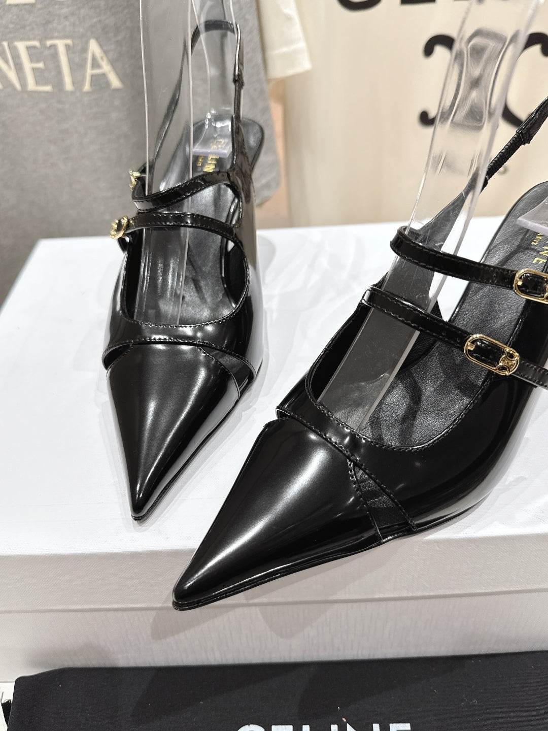 JUDY DOUBLE STRAP MARY JANE SLINGBACK 65MM IN BLACK SMOOTH AND PATENT CALFSKIN - 34
