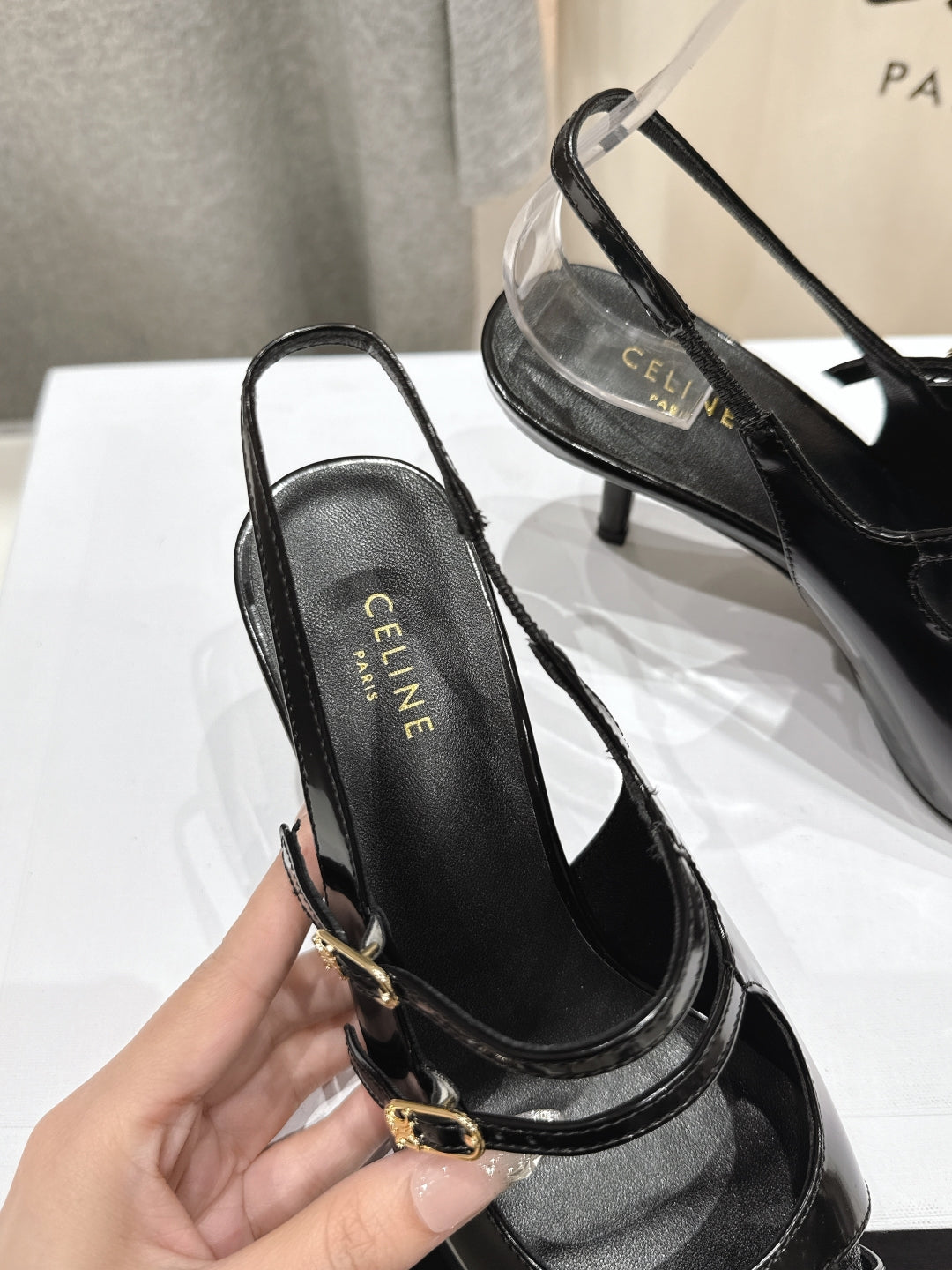 JUDY DOUBLE STRAP MARY JANE SLINGBACK 65MM IN BLACK SMOOTH AND PATENT CALFSKIN - 34